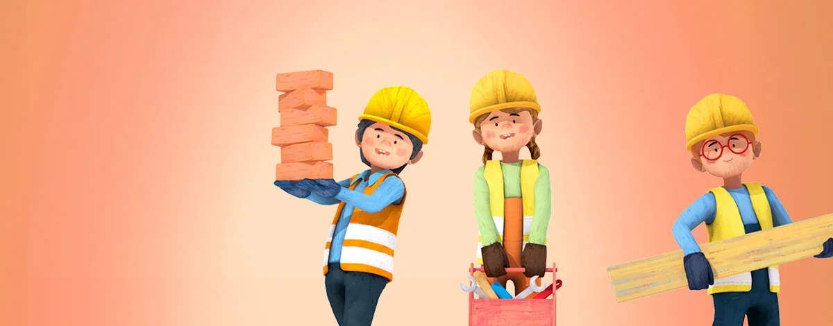 Kleine Bauarbeiter: Bagger lenken, den Kran bedienen und auf der Baustelle mithelfen.