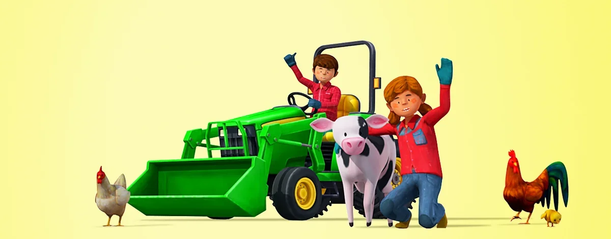 Kleiner Bauernhof: Traktor fahren, Felder bestellen und die Tiere versorgen.