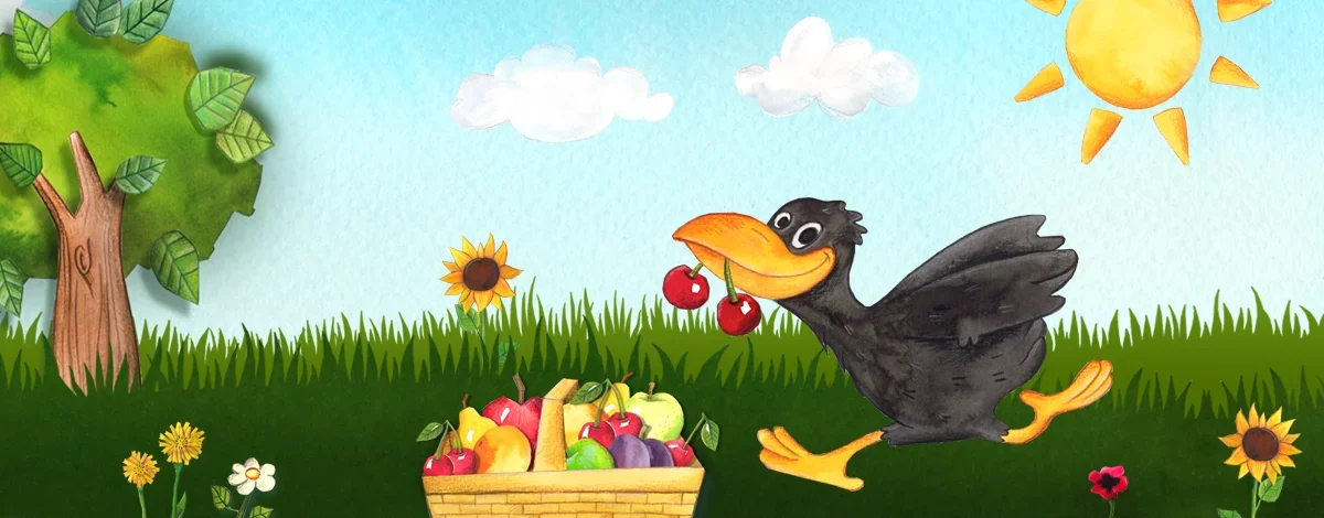 Obstgarten von HABA: Früchte sammeln, bevor der freche Rabe sie erwischt.