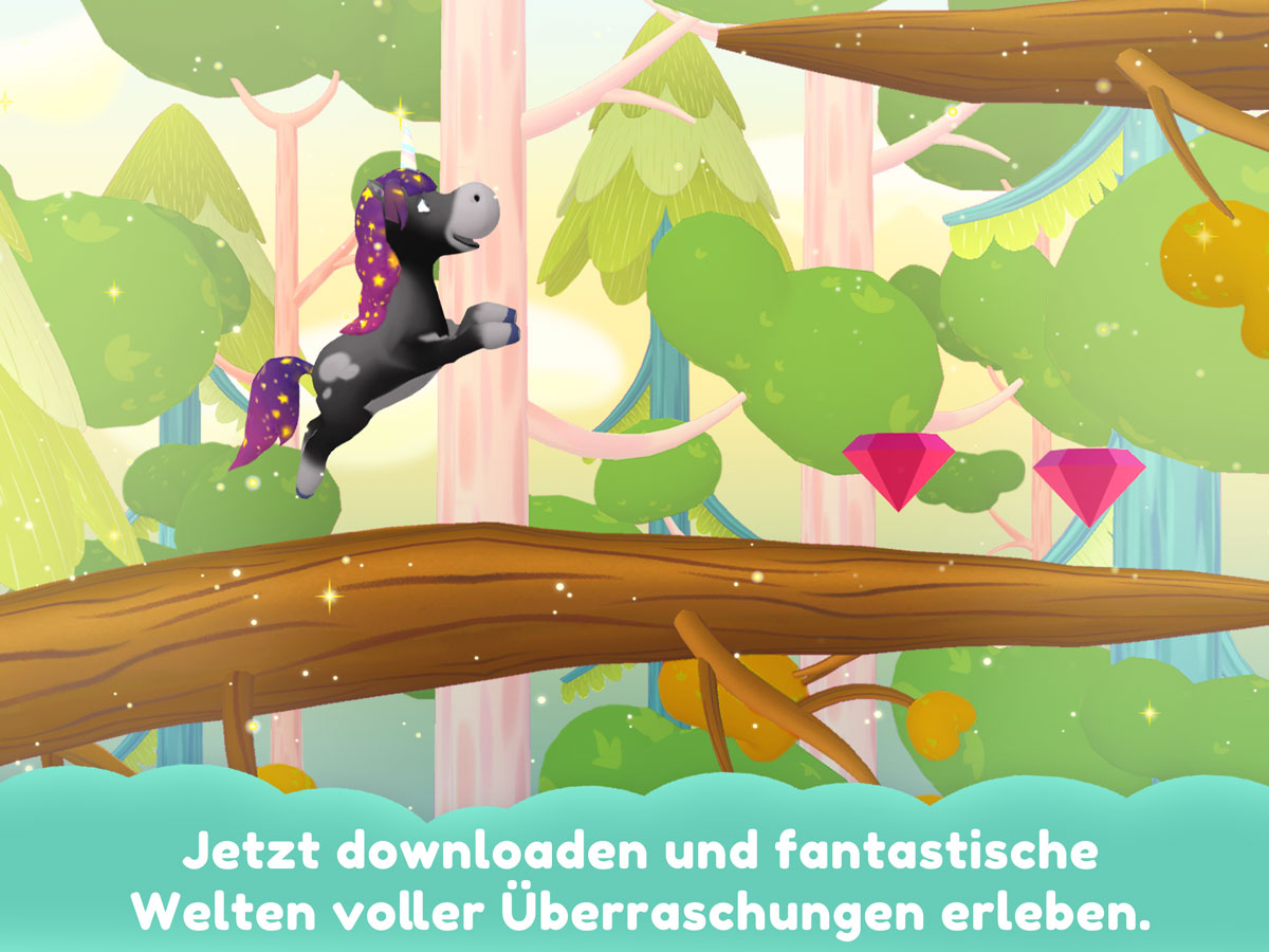 Einhorn Glitzerglück 3D Kinder Spiele App – entdecke fantastische Welten voller Überraschungen